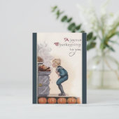  jongen snuiven Turkije Thanksgiving Briefkaart (Staand voorkant)
