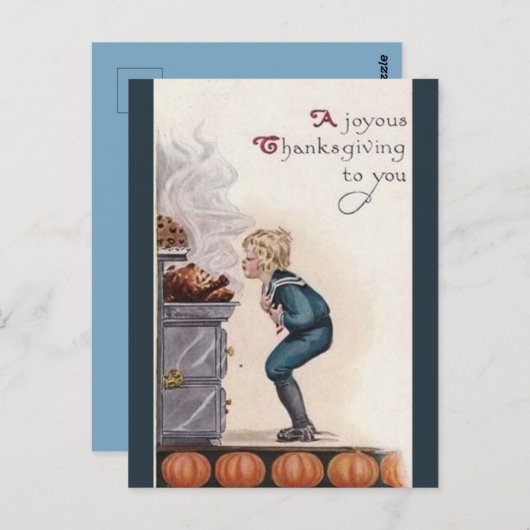  jongen snuiven Turkije Thanksgiving Briefkaart (Voorkant / Achterkant)
