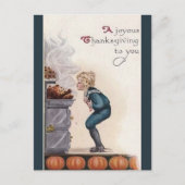  jongen snuiven Turkije Thanksgiving Briefkaart (Voorkant)