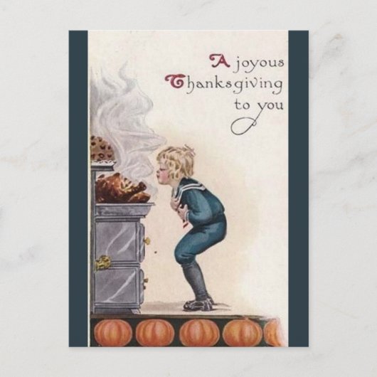  jongen snuiven Turkije Thanksgiving Briefkaart (Voorkant)