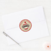 Jongen Sock Monkey ronde sticker (Envelop)
