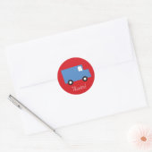 Jongen speelgoed Blauwe Vrachtwagen Birthday Dank  Ronde Sticker (Envelop)