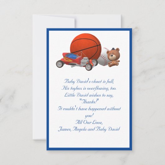 Jongen speelgoed Gedekte platte dank Bedankkaart (Voorkant)