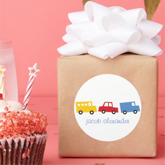 Jongen Speelgoed Kleurrijke Vervoer Auto Bus Vrach Ronde Sticker (Feest)