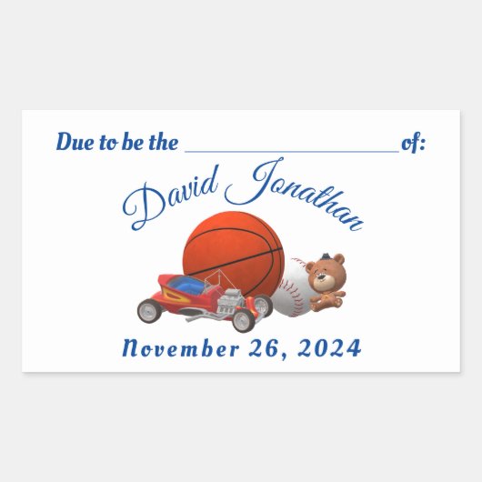 Jongen speelgoed thema rechthoekige sticker (Voorkant)