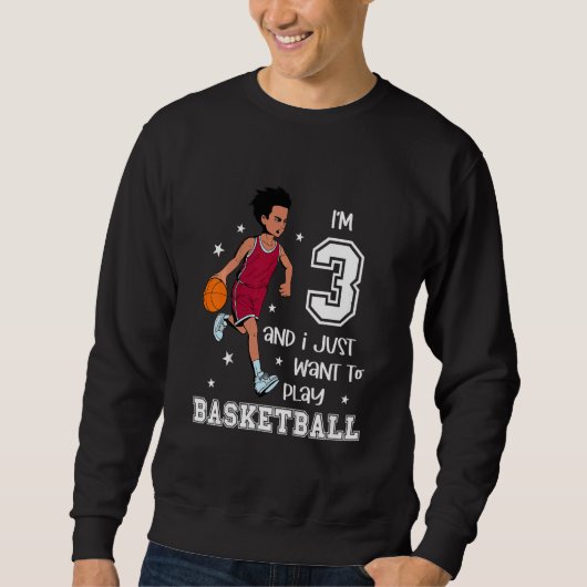 Jongen speelt basketbal Ik ben 3 1 Trui (Voorkant)
