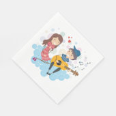 Jongen speelt gitaar voor Girl Love and Music Servet (Hoek)