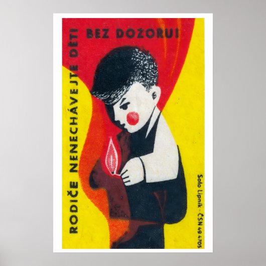 Jongen speelt met lucifers - Matchbox Print - Tsje (Voorkant)