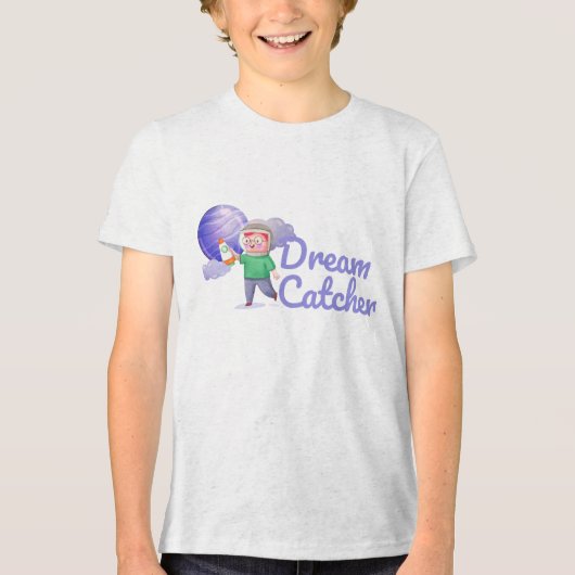 Jongen speelt raketplaneten Tri-Blend shirt (Voorkant)