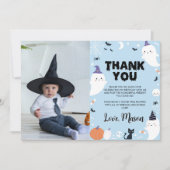 Jongen spook verjaardagsfeest foto dankkaart bedankkaart (Voorkant)