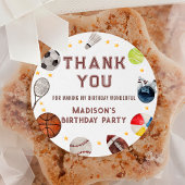 Jongen Sport Ball Kinderen Verjaardag Dank u Ronde Sticker