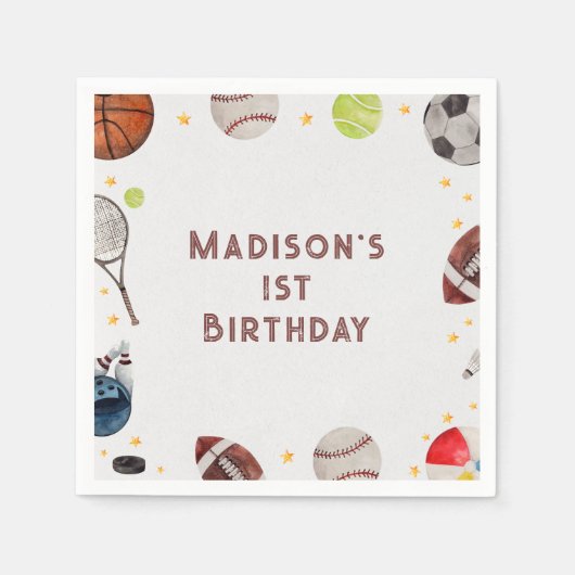 Jongen Sport Kids Verjaardags Servetten (Voorkant)