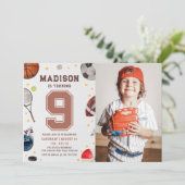 Jongen Sport Kinderen Verjaardag Uitnodiging (Staand voorkant)