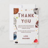 Jongen Sport Verjaardag Dank je kaart (Voorkant)