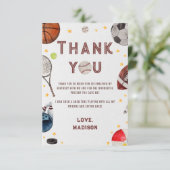 Jongen Sport Verjaardag Dank je kaart (Staand voorkant)