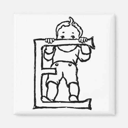 Jongen staande op letter 'E' - Magneet (Voorkant)