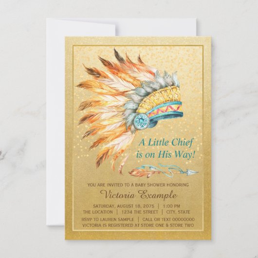 Jongen Stamhoofd Hoedje Boho Baby Shower Kaart (Voorkant)
