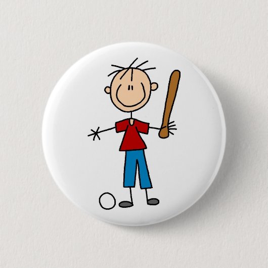 Jongen Stick Figure Knop Ronde Button 5,7 Cm (Voorkant)