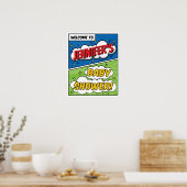 Jongen Stripboek Superheld Baby Shower Welkom Poster (Keuken)