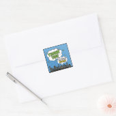 Jongen Stripboek Superheld Babyfeest Bedankt Vierkante Sticker (Envelop)