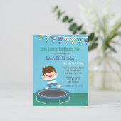 Jongen stuiteren op Trampoline Kids Verjaardagsfee Kaart (Staand voorkant)