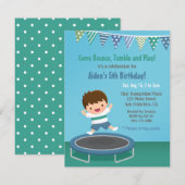 Jongen stuiteren op Trampoline Kids Verjaardagsfee Kaart (Voorkant / Achterkant)