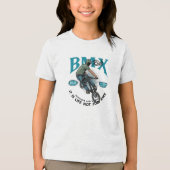Jongen stunt op fiets Tri-Blend shirt (Voorkant)