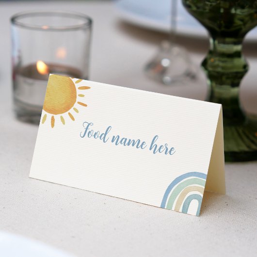 Jongen Sunshine Rainbow Place Card Verjaardagsfees Plaatskaartje