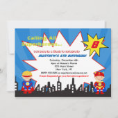 Jongen Superheld Birthday Party Invitations Kaart (Voorkant)