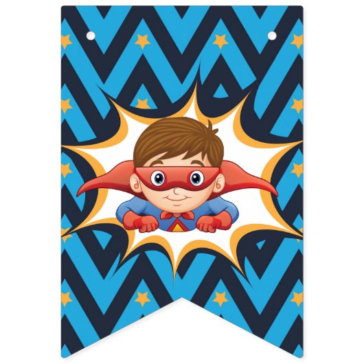 Jongen Superheld, Bruin Haar Feest - Banner (Eerste vlag)