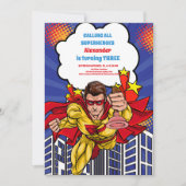 Jongen Superhero Comic Verjaardag Kaart (Voorkant)