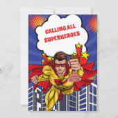 Jongen Superhero Comic Verjaardag Kaart (Achterkant)