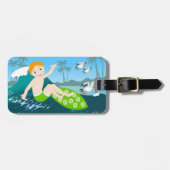 Jongen surft big wave Verjaardagsfeest Bagagelabel (Voorkant horizontaal)