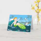 Jongen surft big wave Verjaardagsfeest Kaart (Gele Bloem)