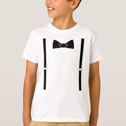 Jongen T-shirt met buikstropdas en bretels (Voorkant)