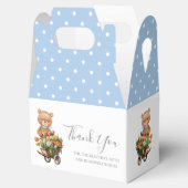 Jongen Teddy Bear Baby shower Floral Rustic Blue Bedankdoosjes (Geopend)