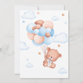 Jongen Teddy Bear Balloon Wachten Baby shower Kaart (Achterkant)