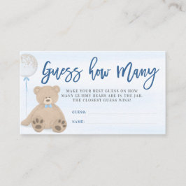 Jongen Teddy Bear Blauwe Ballon Raad hoeveel Informatiekaartje