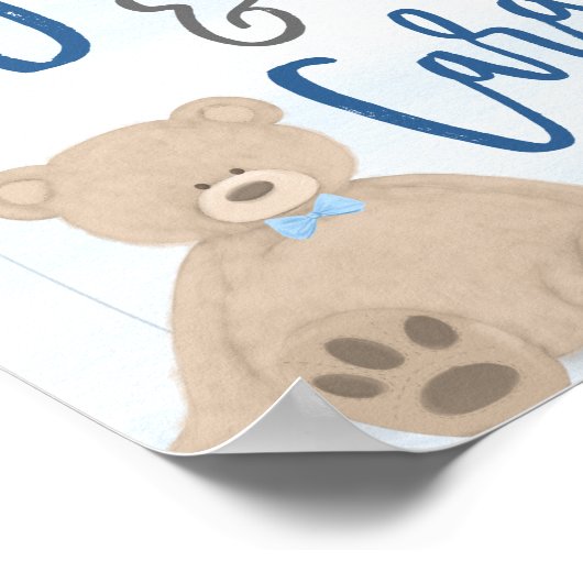 Jongen Teddy Bear Blue Ballon Gifts & Kaarten Sign Poster (Hoek)