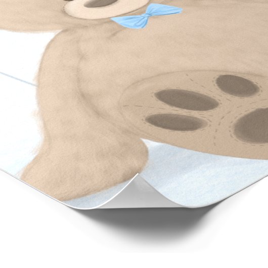 Jongen Teddy Bear Blue Ballon Welkomstteken Poster (Hoek)
