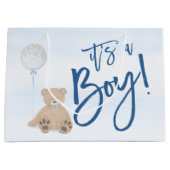 Jongen Teddy Bear Blue-ballonBaby shower Groot Cadeauzakje (Voorkant)