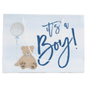Jongen Teddy Bear Blue-ballonBaby shower Groot Cadeauzakje (Achterkant)