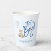 Jongen Teddy Bear Blue-ballonBaby shower Papieren Bekers (Achterkant)