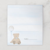 Jongen Teddy Bear Blue-ballonBaby shower Plaatskaartje (Buitenkant ongevouwen)