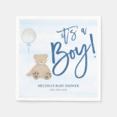 Jongen Teddy Bear Blue-ballonBaby shower Servet (Voorkant)