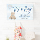Jongen Teddy Bear Blue-ballonBaby shower Spandoek (Insitu)