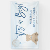 Jongen Teddy Bear Blue-ballonBaby shower Spandoek (Verticaal)