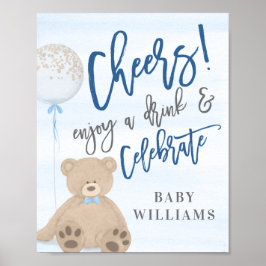 Jongen Teddy Bear Blue-ballongebarentaal voor Drin Poster