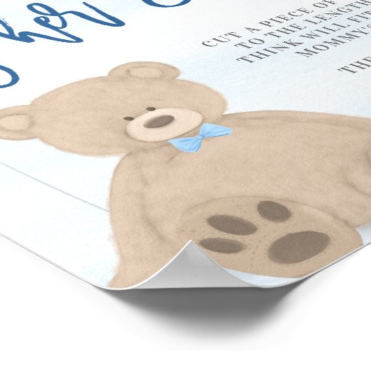 Jongen Teddy Bear Blue Balloon Baby shower Belly G Poster (Hoek)