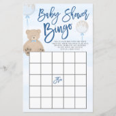 Jongen Teddy Bear Blue Bingo Baby shower (Voorkant)